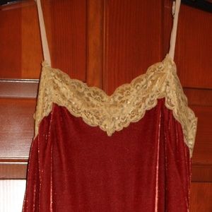 Velvet Maroon Slip with Ivory Lace